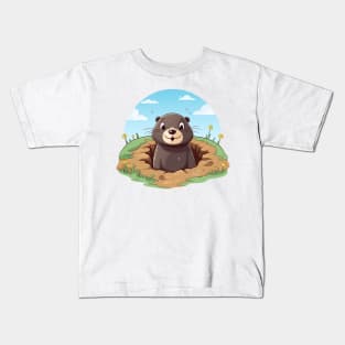 Cute mole peeked Kids T-Shirt